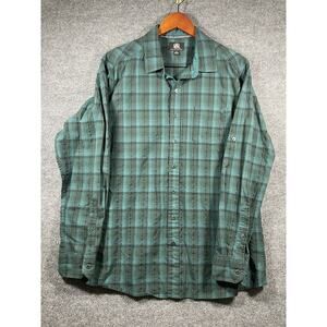 Rock & Republic Button Up Shirt Men's XL Green/Black Plaid Long Sleeve Casual